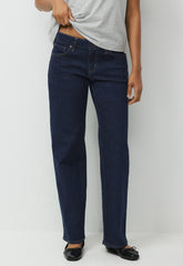 Denim Forum Salma Super Lo-Rise Straight Jean - NO-STRESS DARK BLUE