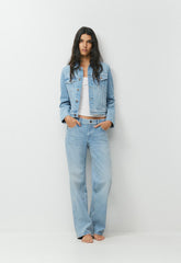 Denim Forum Salma Super Lo-Rise Straight Jean - VINTAGE LIGHT BLUE