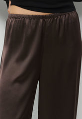 Archer Satin Pant - RICH MOCHA BROWN