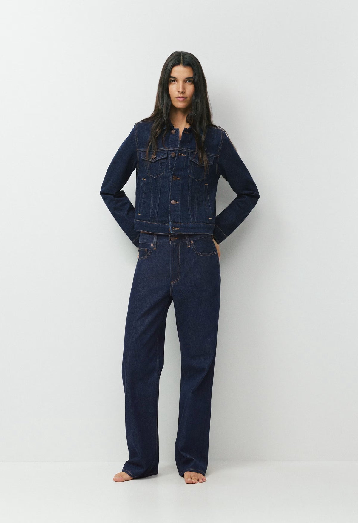 Denim Forum The Farrah Hi-Rise Wide Jean - NO-STRESS DARK BLUE