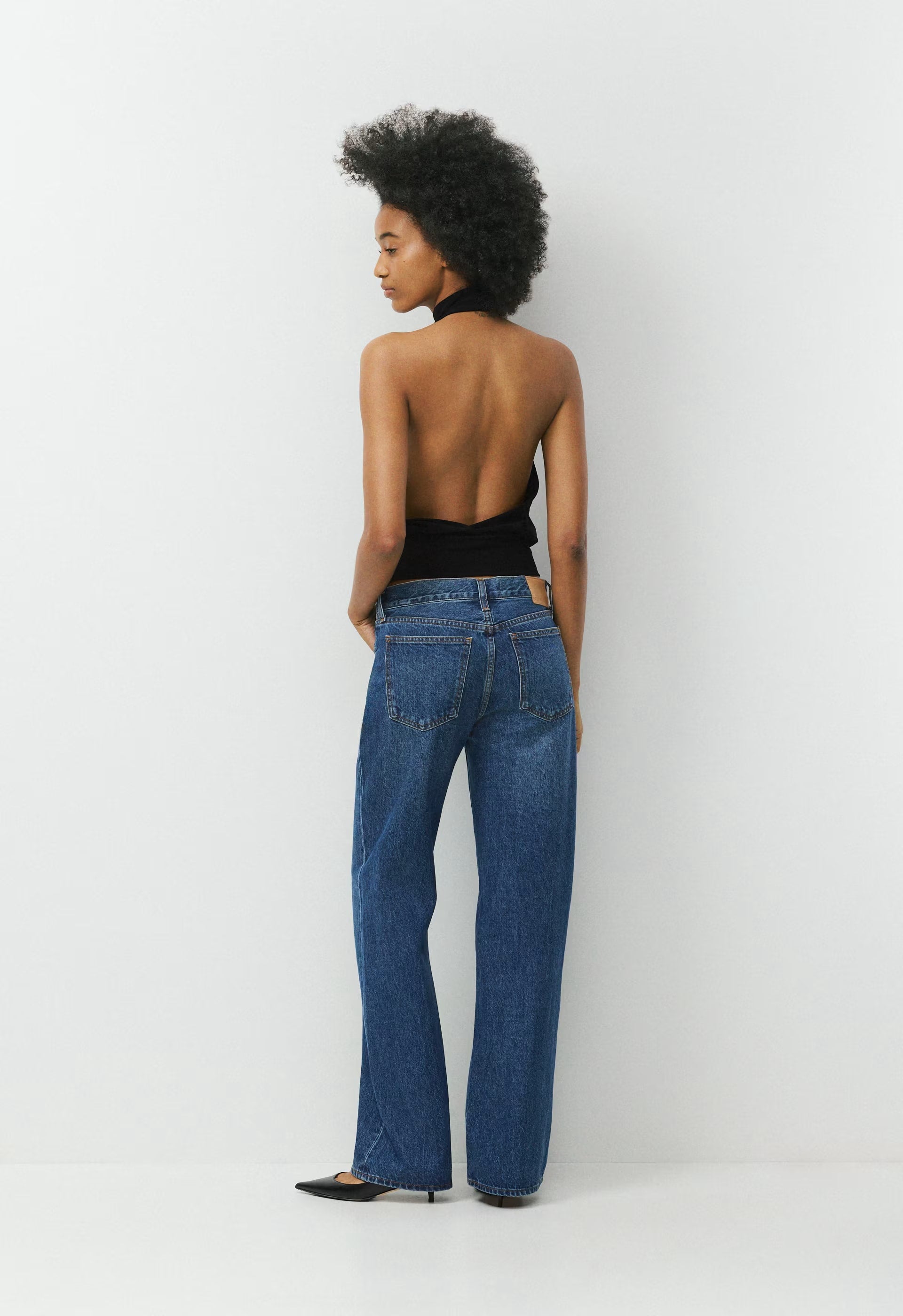 Denim Forum The Farrah Lo-Rise Wide Jean - VNTGE MD DARK BLUE
