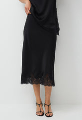 Henrietta Satin Skirt - BLACK/BLACK