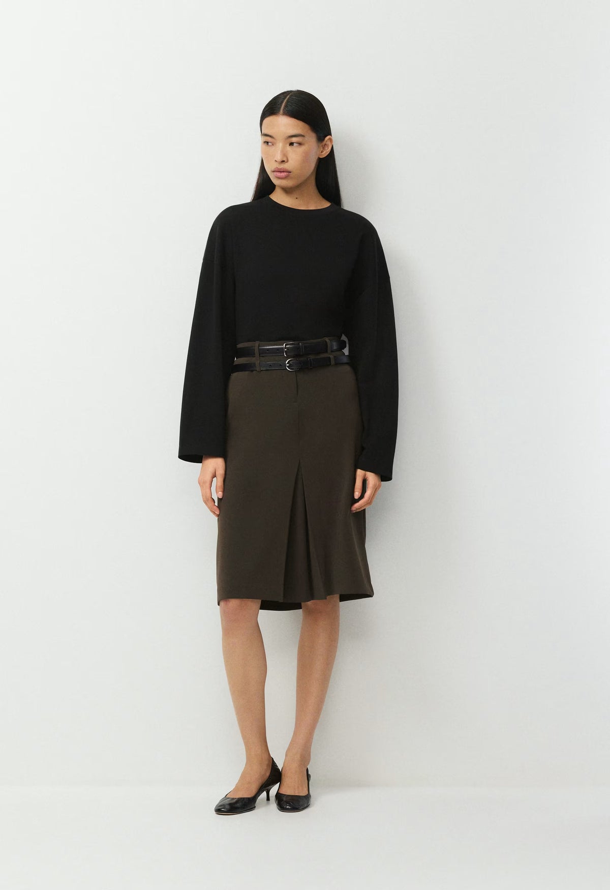 Optics Skirt - Sway Crepe - DARK COFFEE