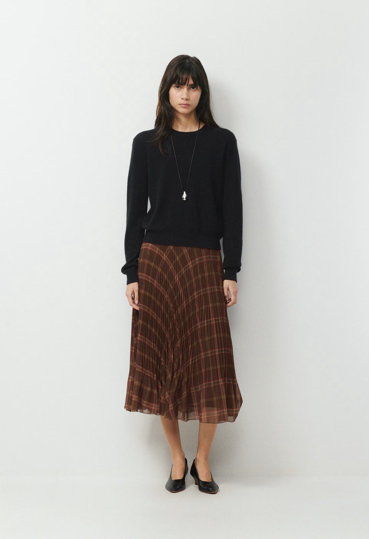 Twirl Skirt - DARK BROWN/RED