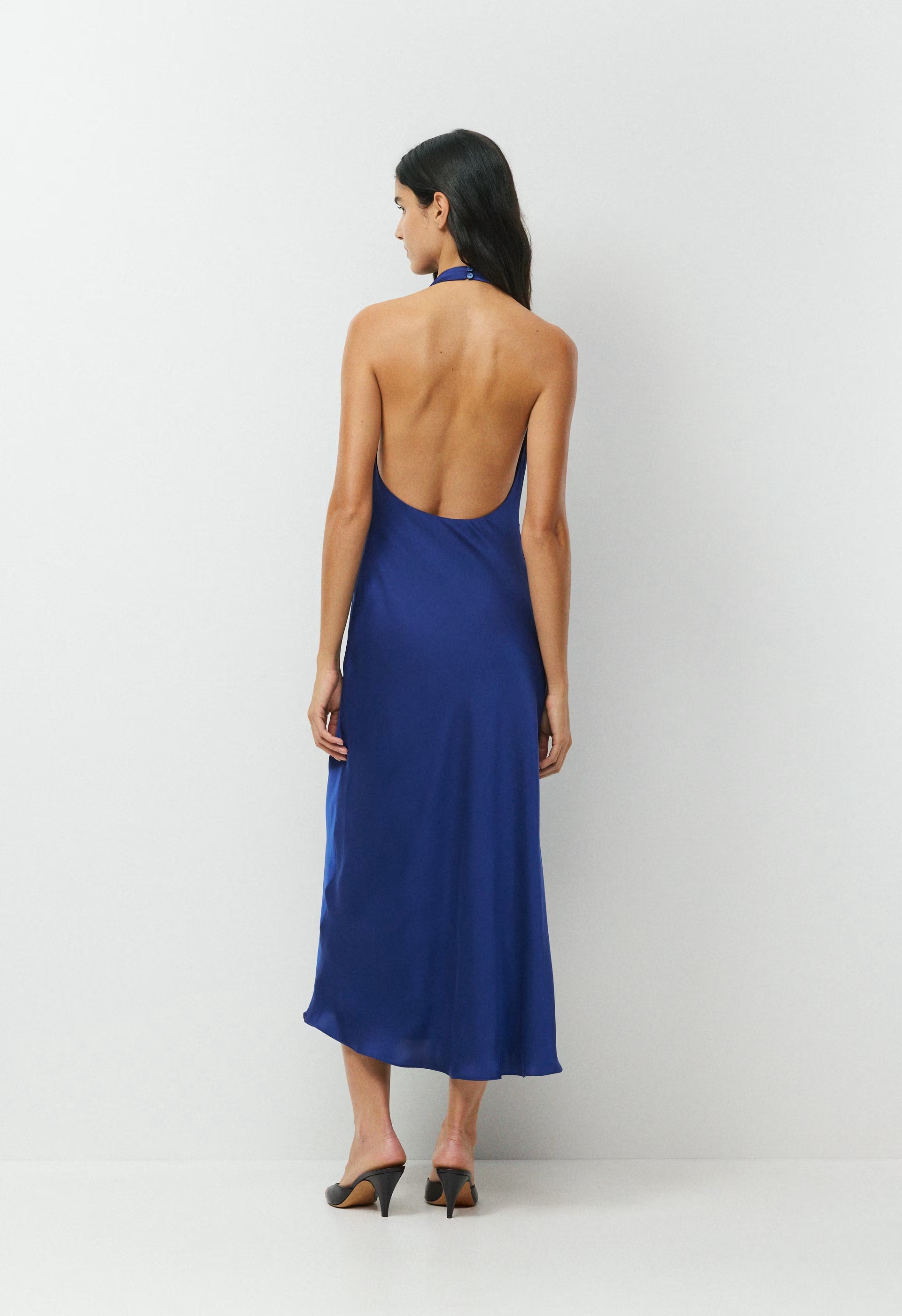 Audience Satin Maxi Halter Dress - BYRON BLUE