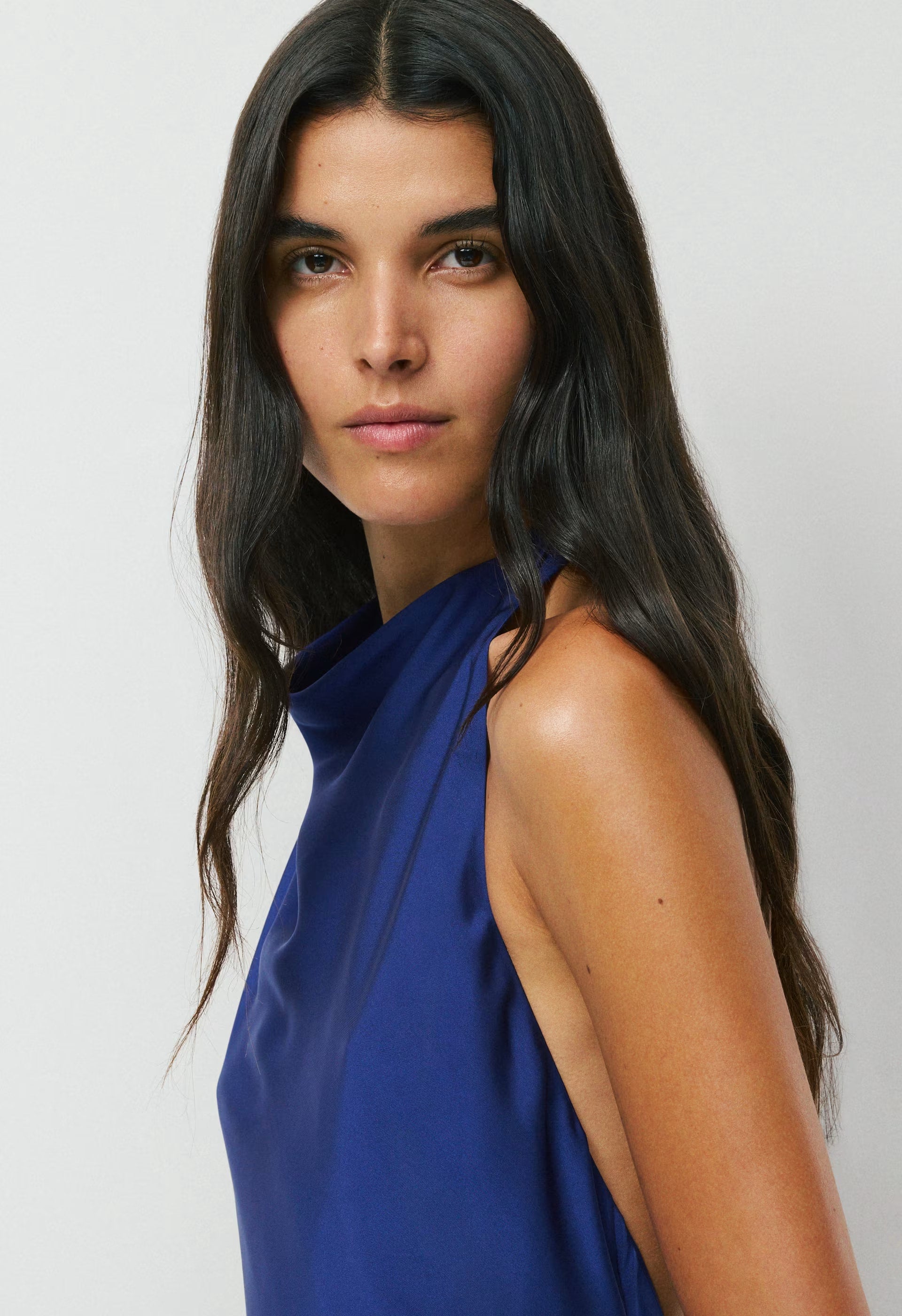 Audience Satin Maxi Halter Dress - BYRON BLUE