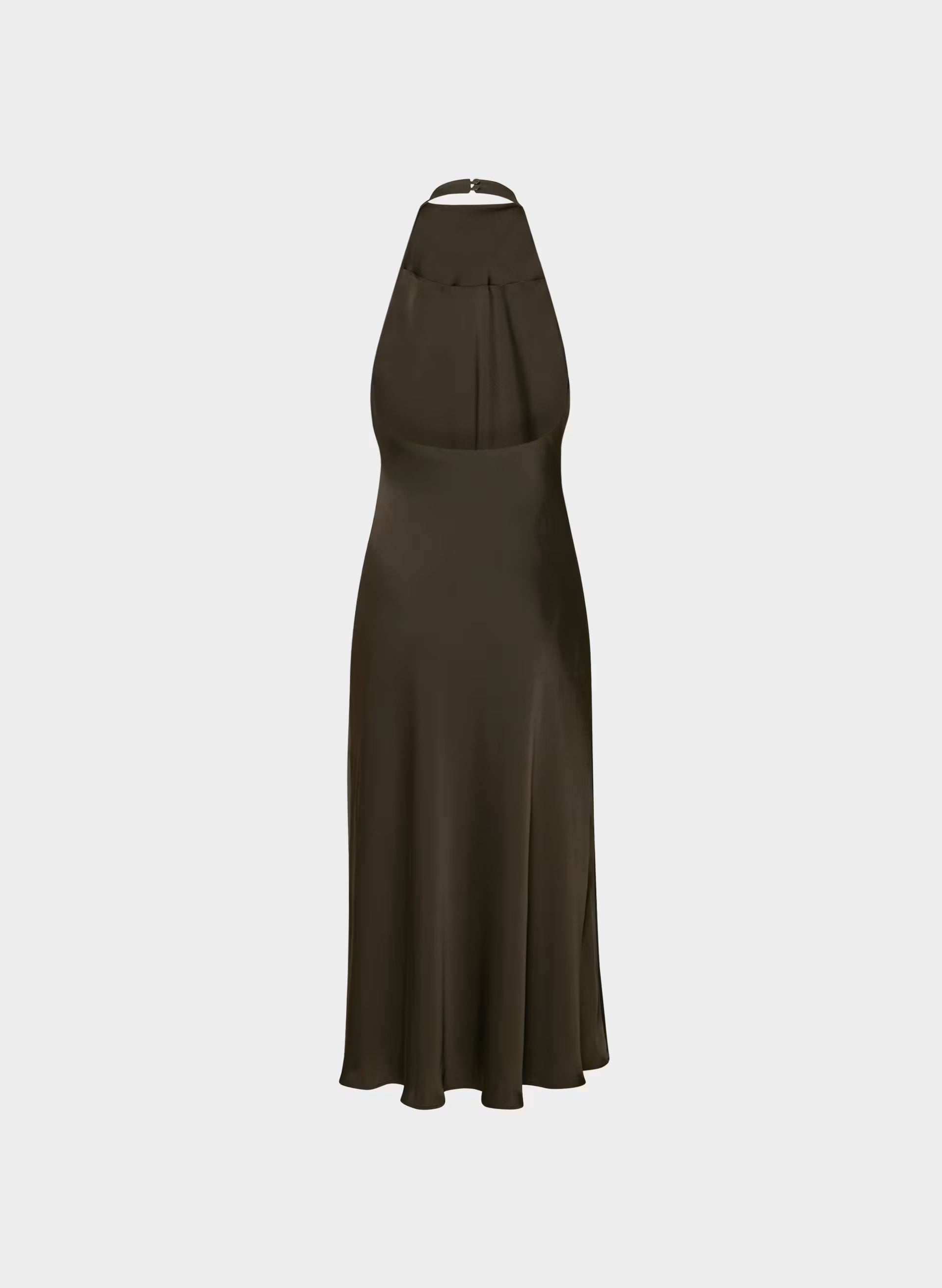 Audience Satin Maxi Halter Dress - CACAO NIB BROWN
