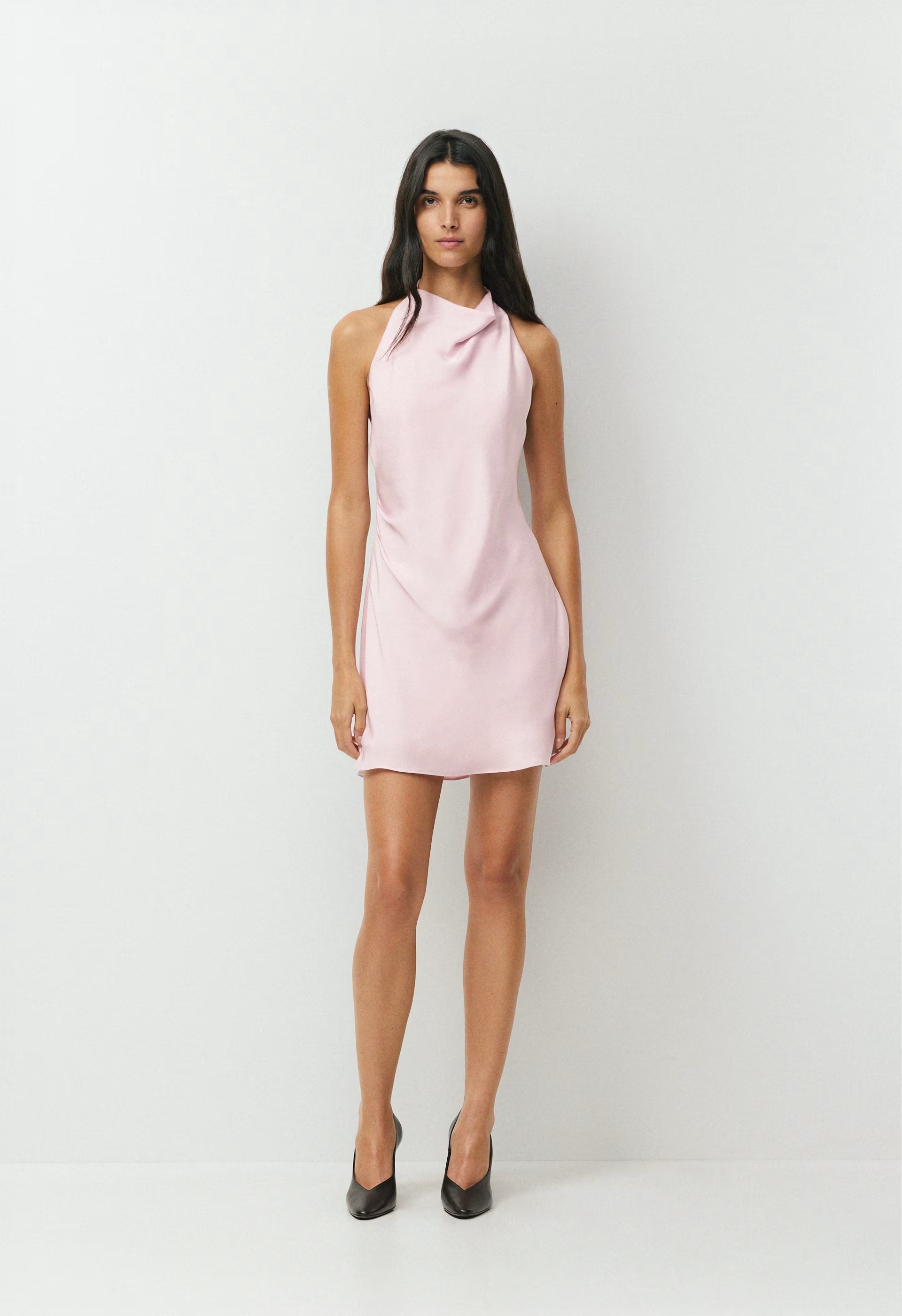 Audience Satin Mini Halter Dress - SUGARPLUM LILAC