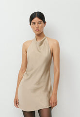 Audience Satin Mini Halter Dress - MARCONA BEIGE