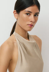 Audience Satin Mini Halter Dress - MARCONA BEIGE