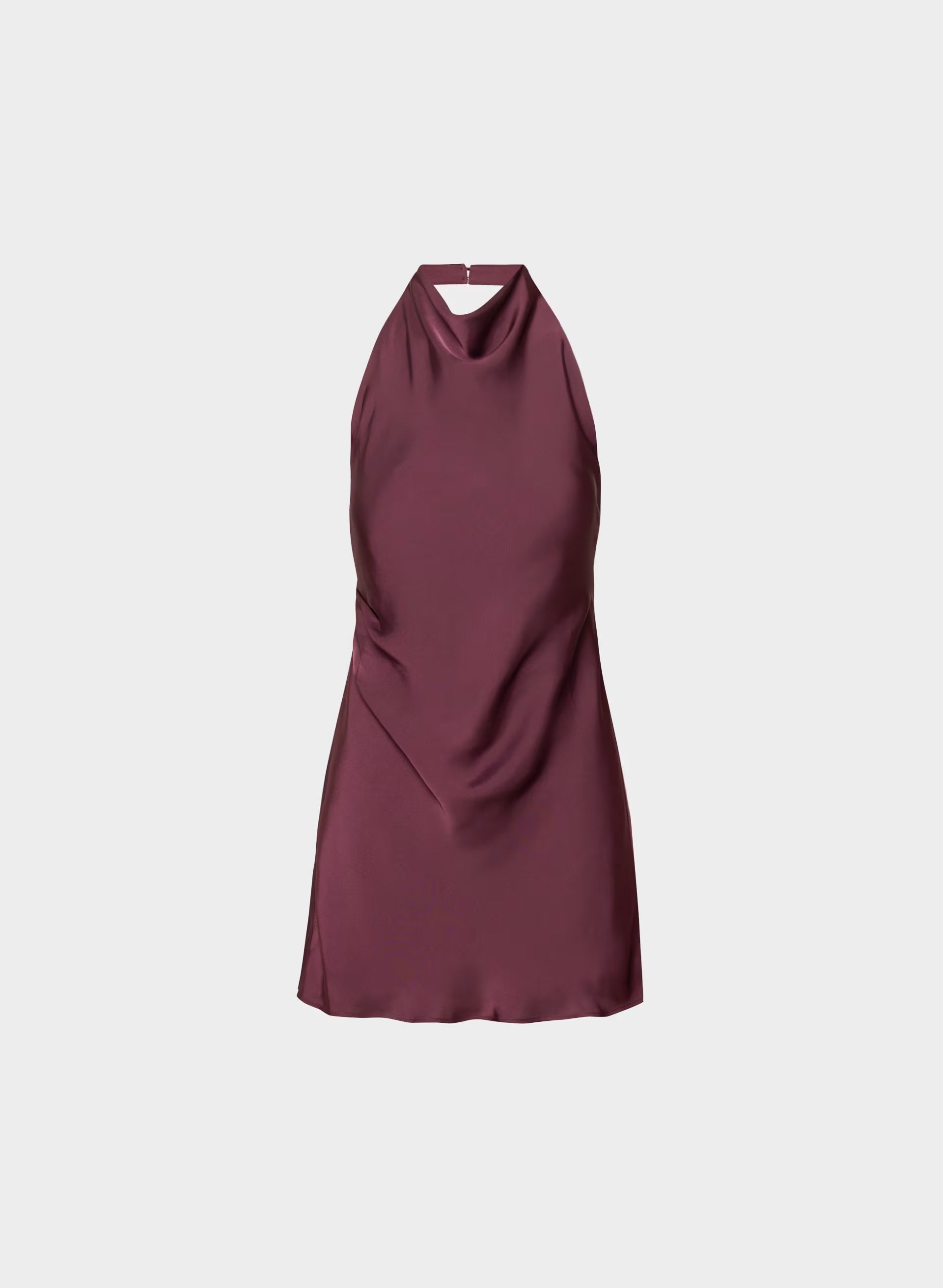 Audience Satin Mini Halter Dress - GALA PLUM