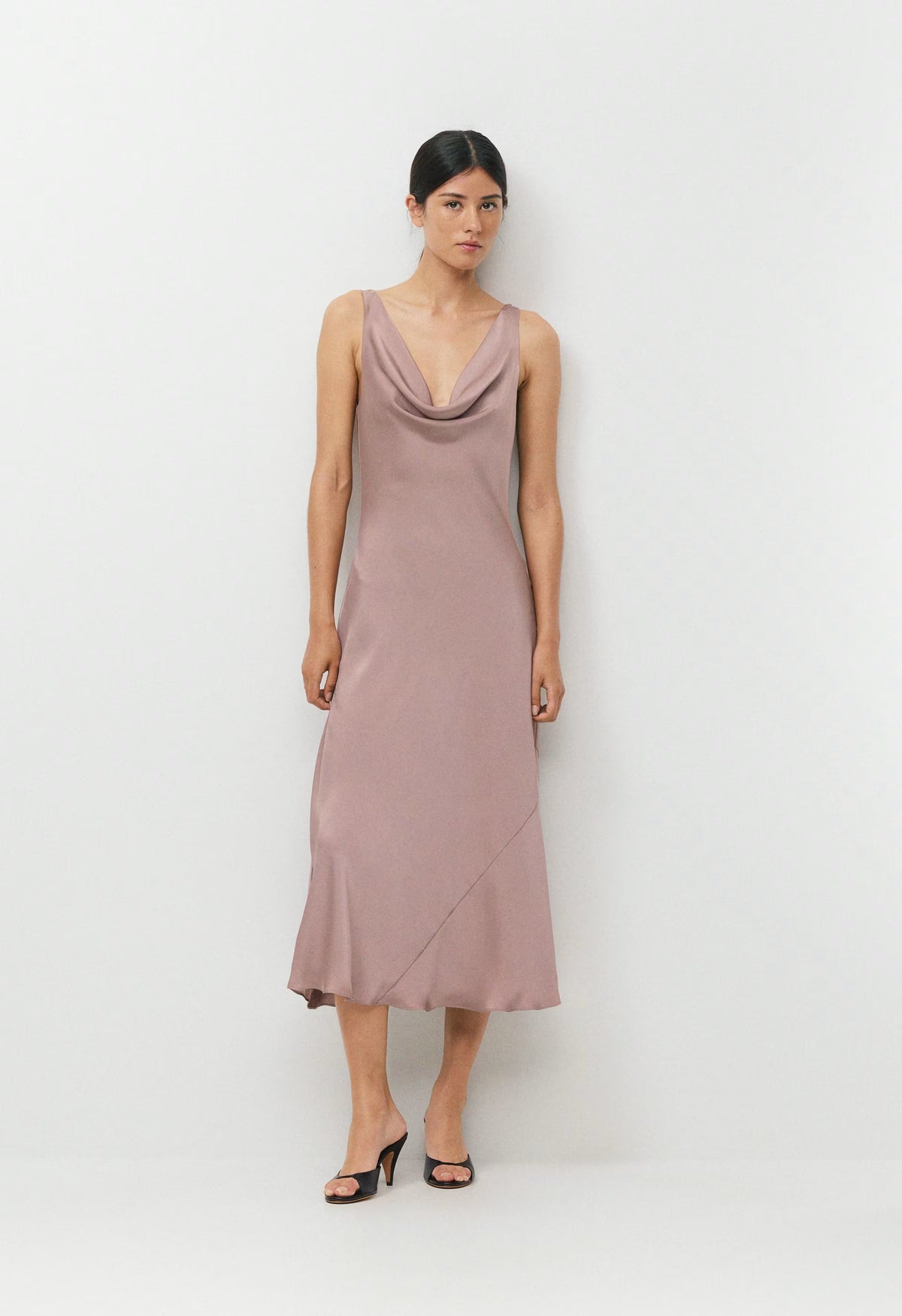 Delilah Satin Dress - DUSTY MAUVE