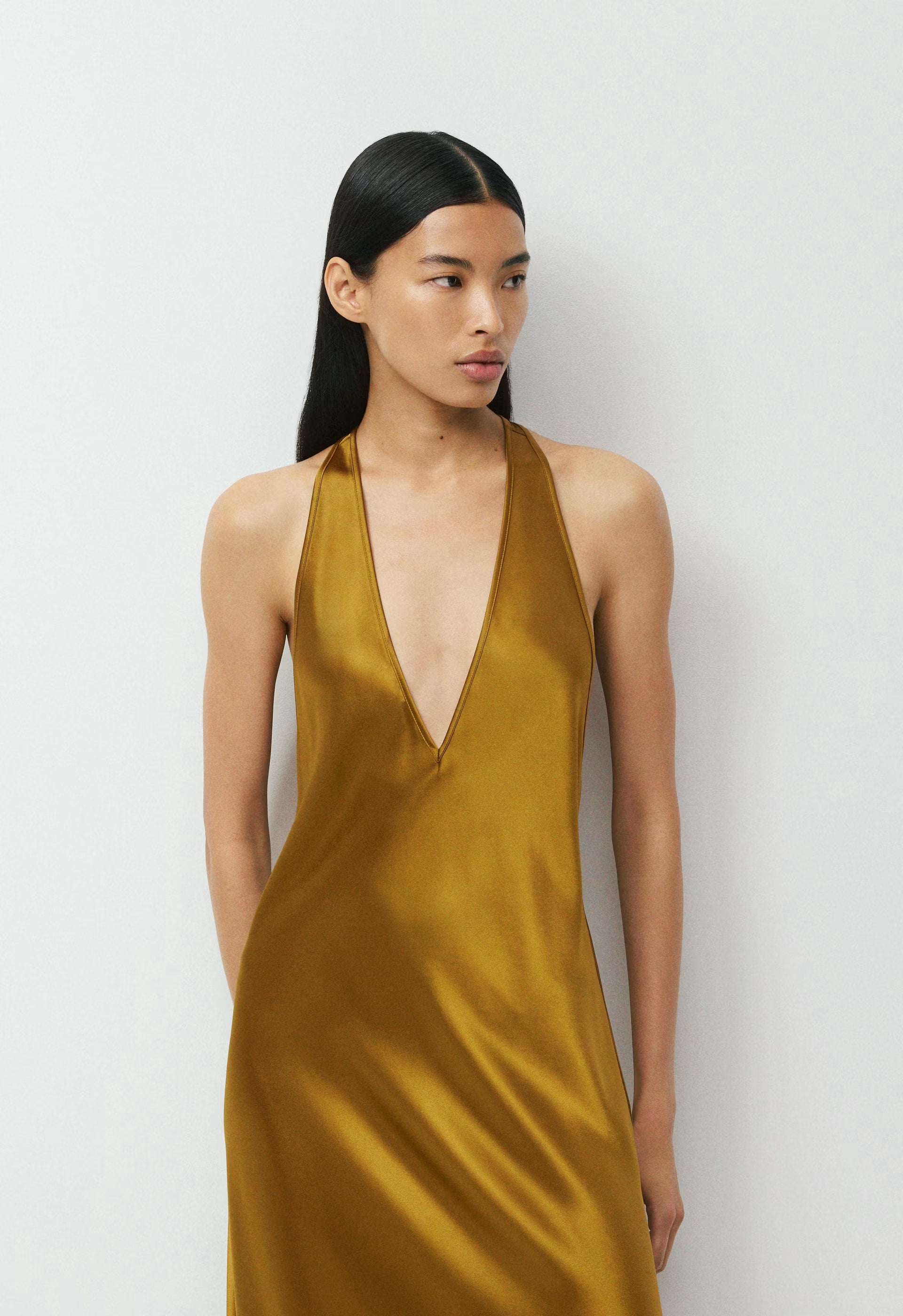 Spotlight Satin Dress - SHERRY OCHRE