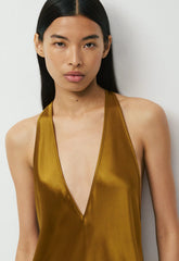 Spotlight Satin Dress - SHERRY OCHRE