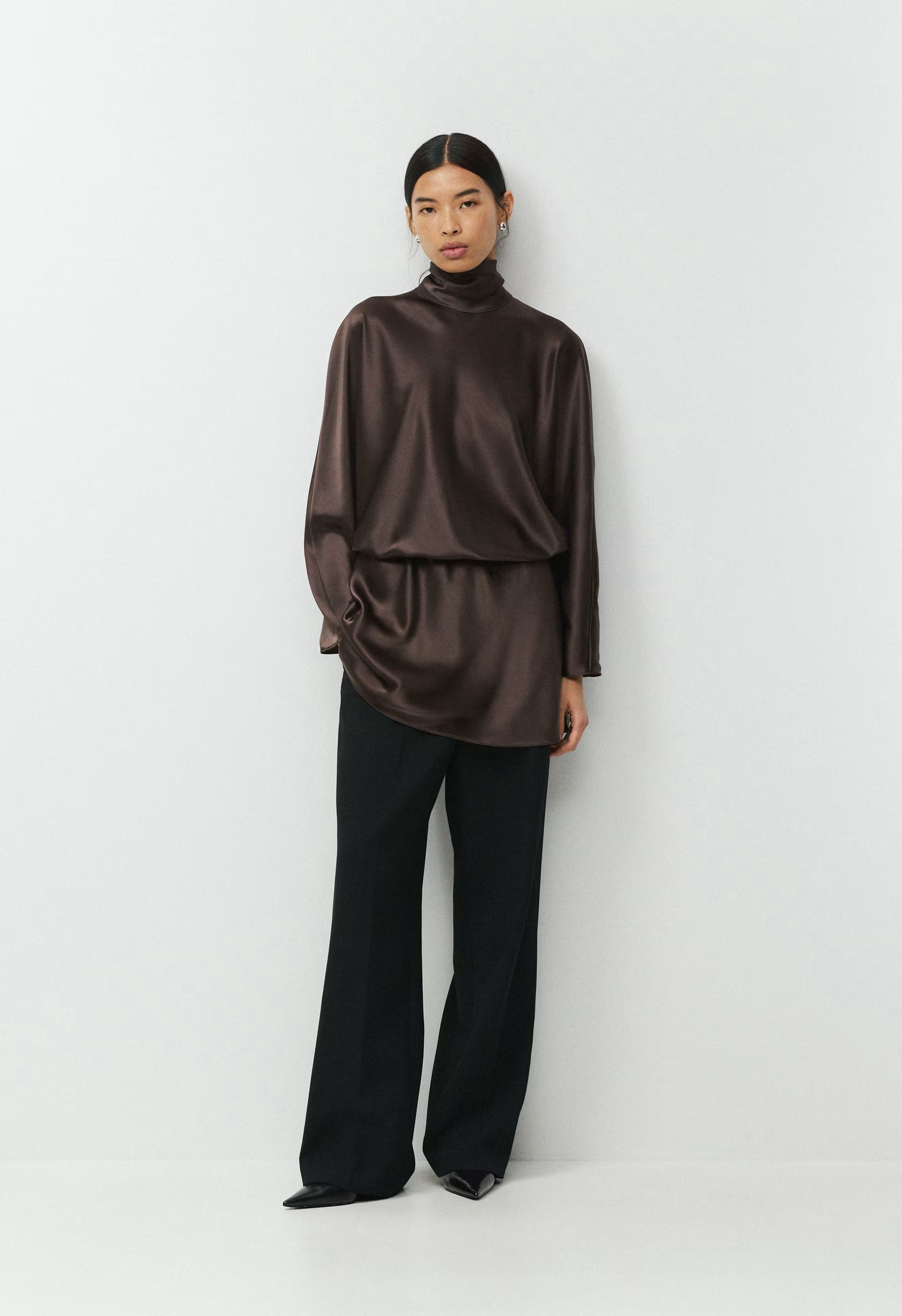 Purview Satin Dress - RICH MOCHA BROWN
