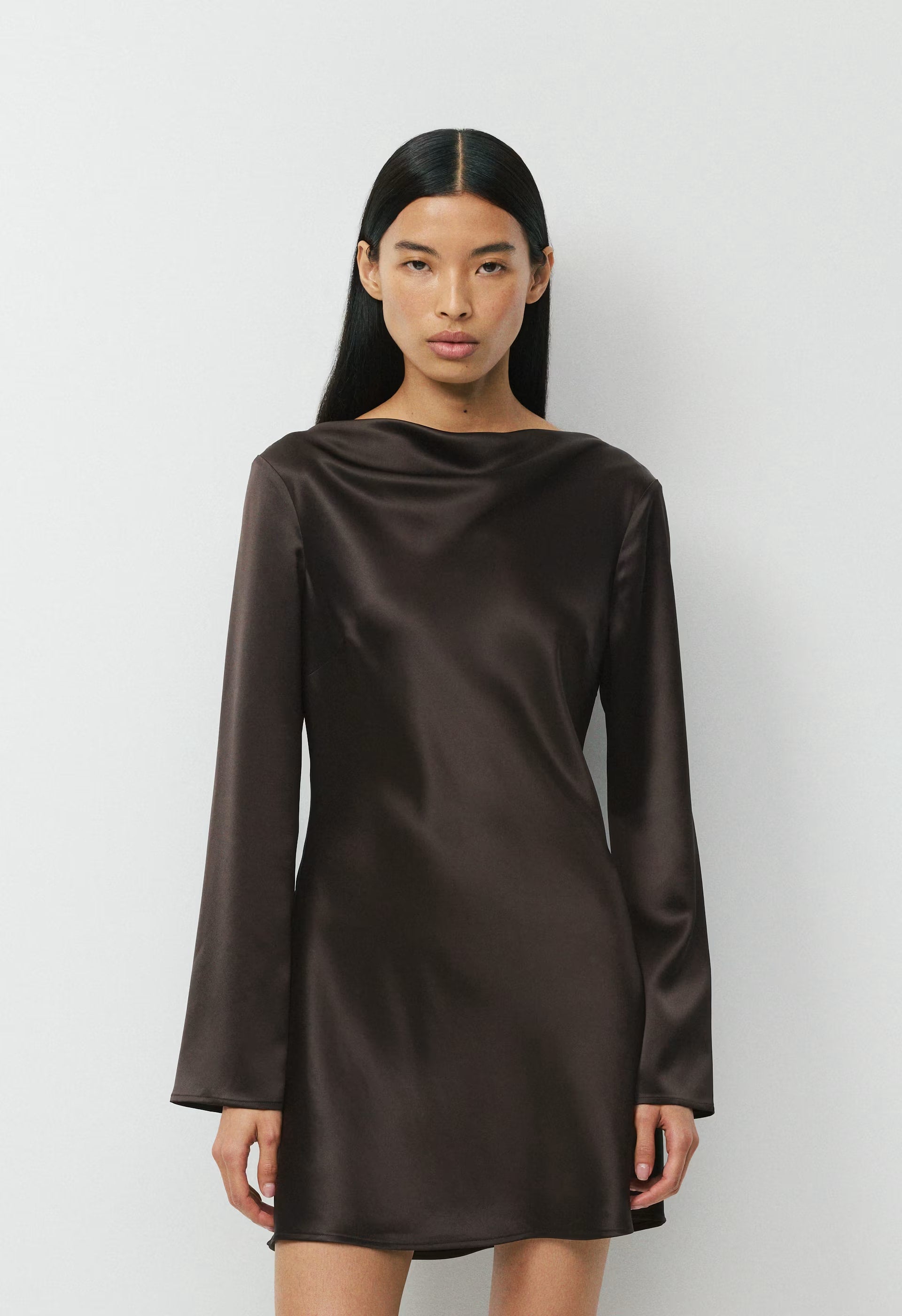 Choreo Satin Dress - CACAO NIB BROWN