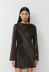 Choreo Satin Dress - CACAO NIB BROWN
