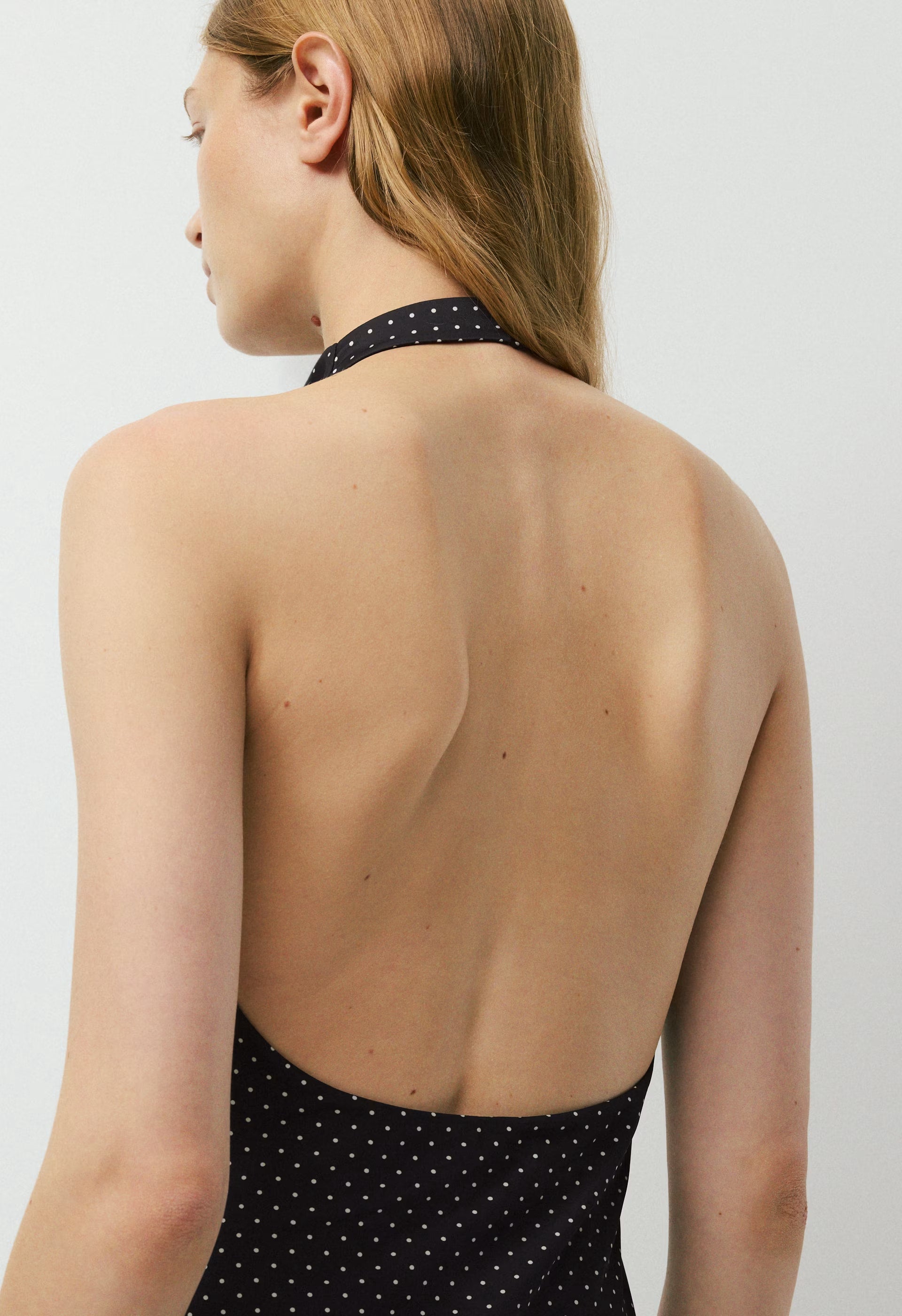Audience Satin Mini Halter Dress - BLACK/BIRCH