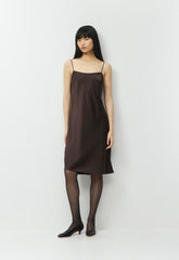 Fresca Satin Cami Dress - RICH MOCHA BROWN