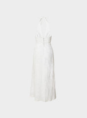 Nightscape Linen Halter Dress - WHITE/ ADMIRAL