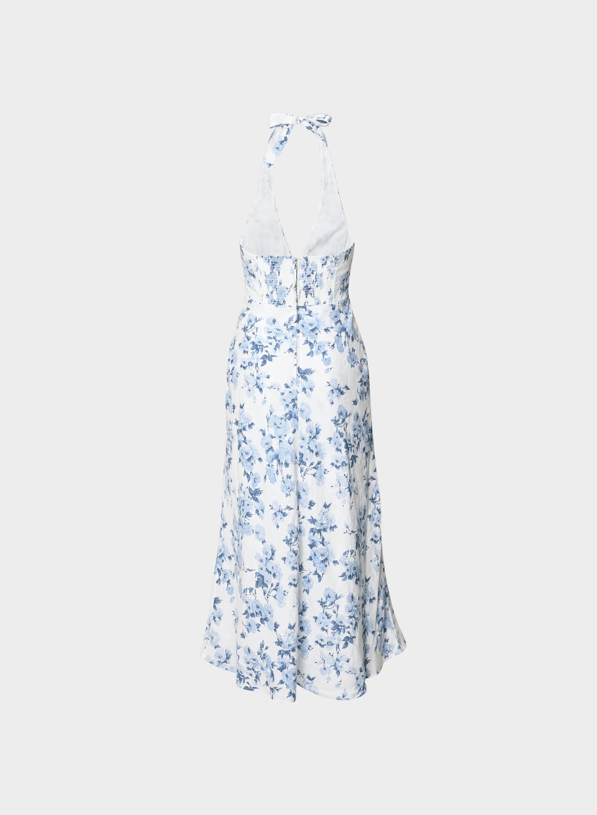 Nightscape Linen Halter Dress - WHITE/ FR BLUE