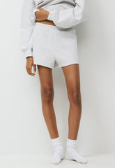 Cozy Sweatfleece Perfect Hi-Rise Mini Short - HEATHER CLOUD WHITE