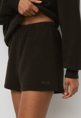 Cozy Sweatfleece Perfect Hi-Rise Mini Short - CACAO NIB BROWN