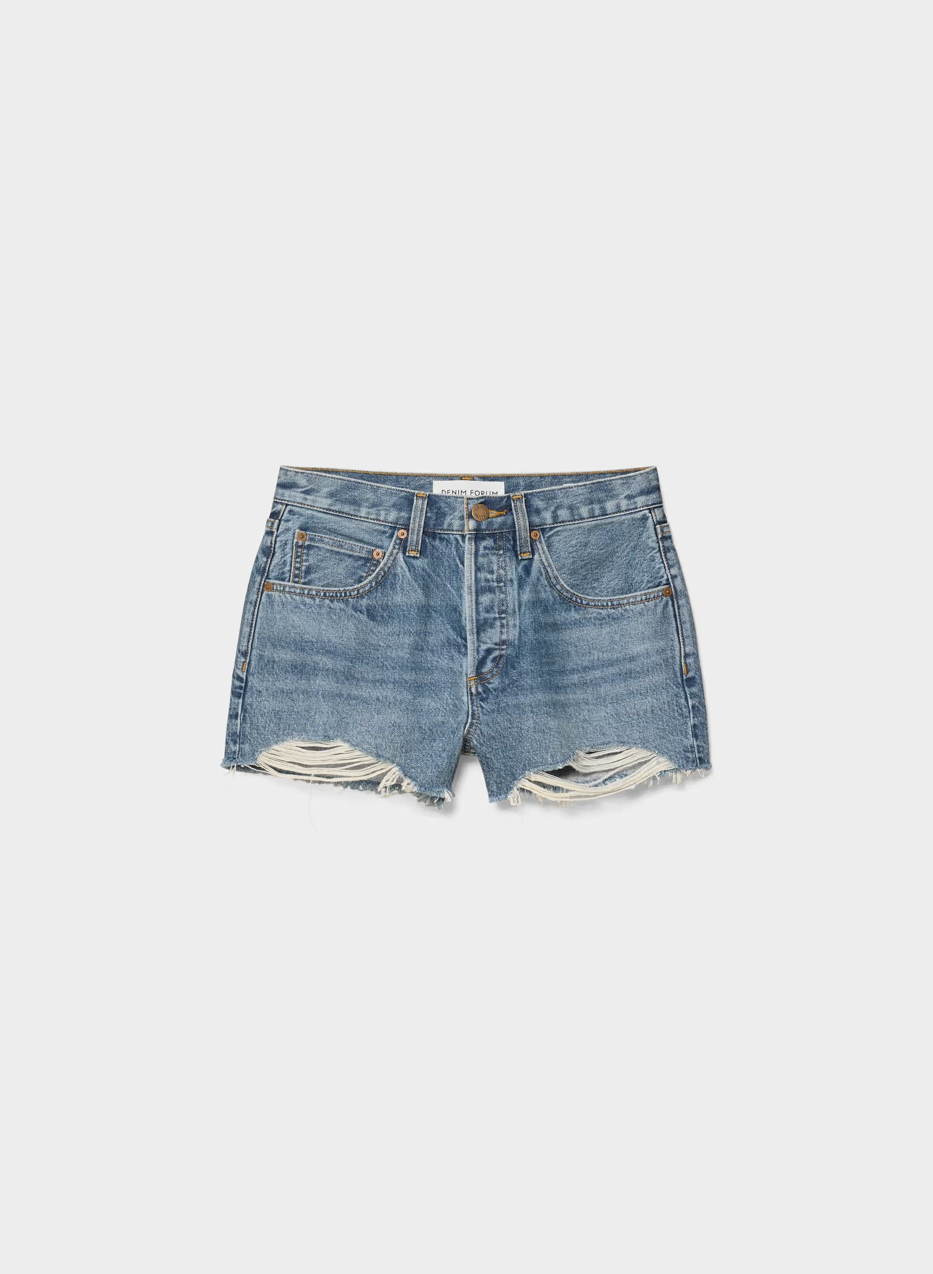 Denim Forum The ‘90s Vintage Hi-Rise Mini Denim Short - VINTAGE MEDIUM BLUE