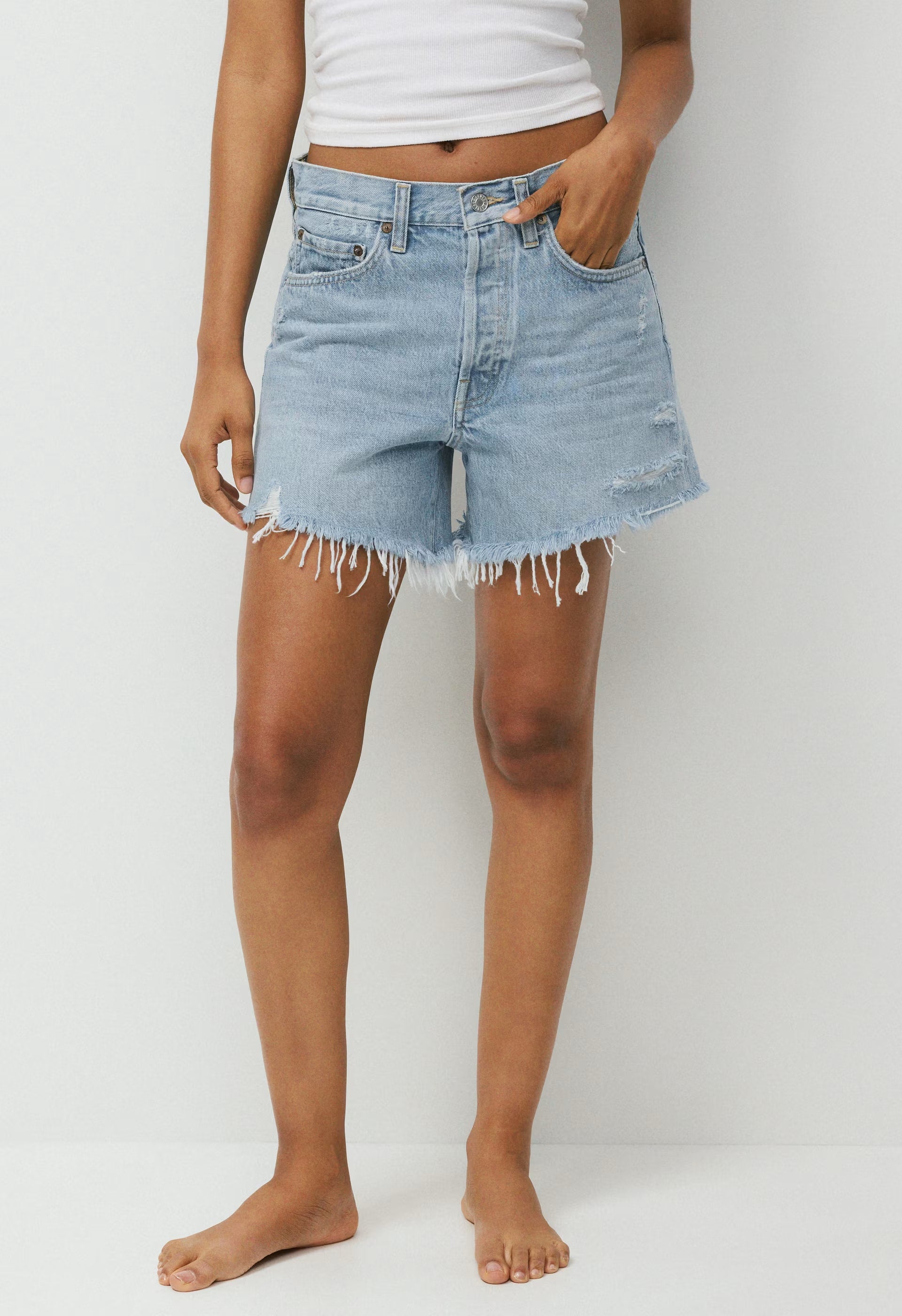 AGOLDE Parker Long Jean Short - SWAPMEET BLUE