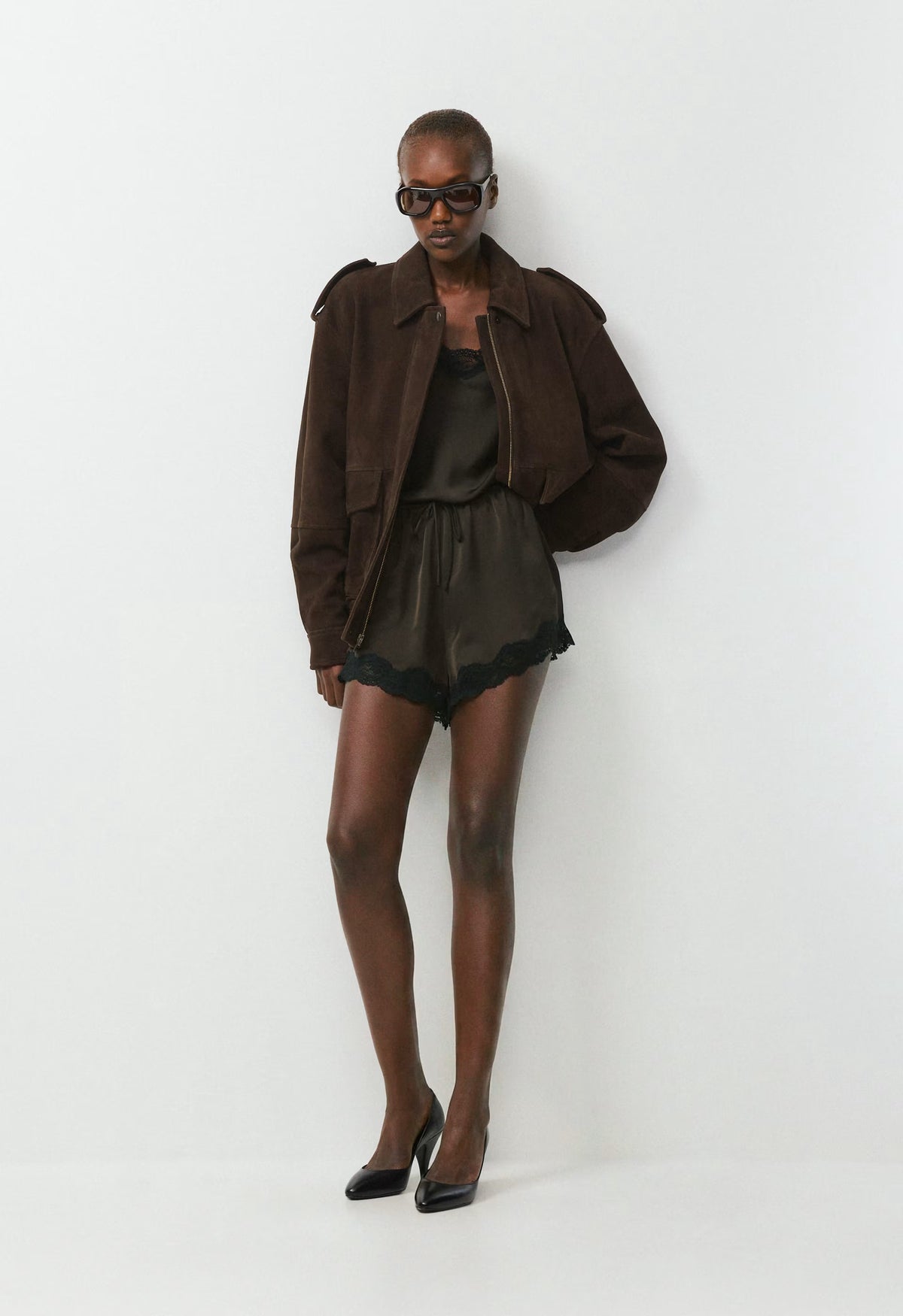 Pulse Satin Romper - CACAO NIB BRWN/BLACK