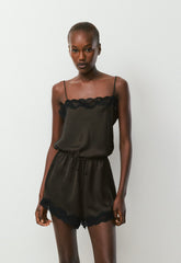 Pulse Satin Romper - CACAO NIB BRWN/BLACK