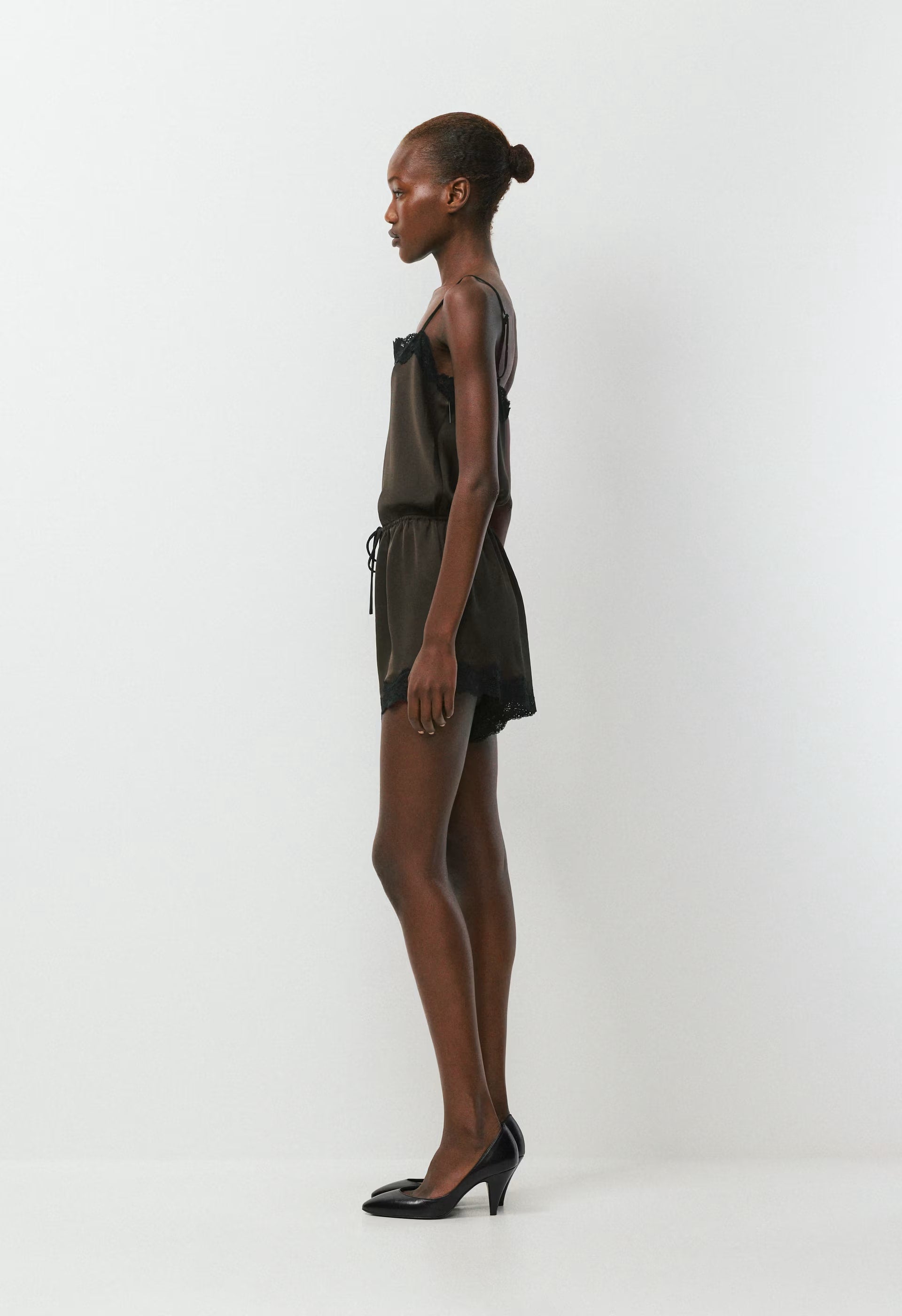 Pulse Satin Romper - CACAO NIB BRWN/BLACK