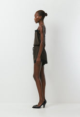 Pulse Satin Romper - CACAO NIB BRWN/BLACK