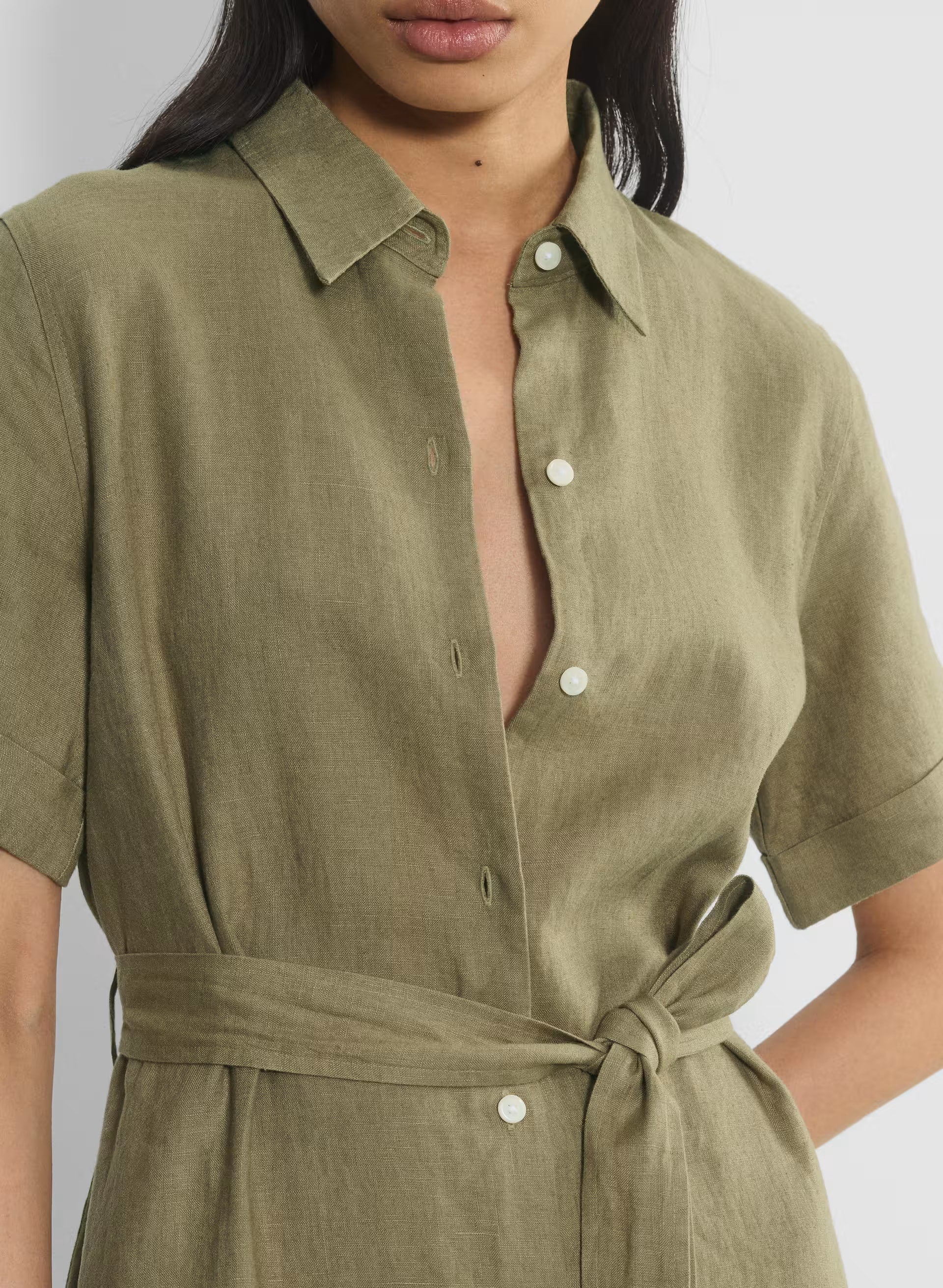 Eleta Linen Maxi Dress - SUNDRIED OLIVE