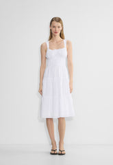 Martine Poplin Midi Dress - BRIGHT WHITE