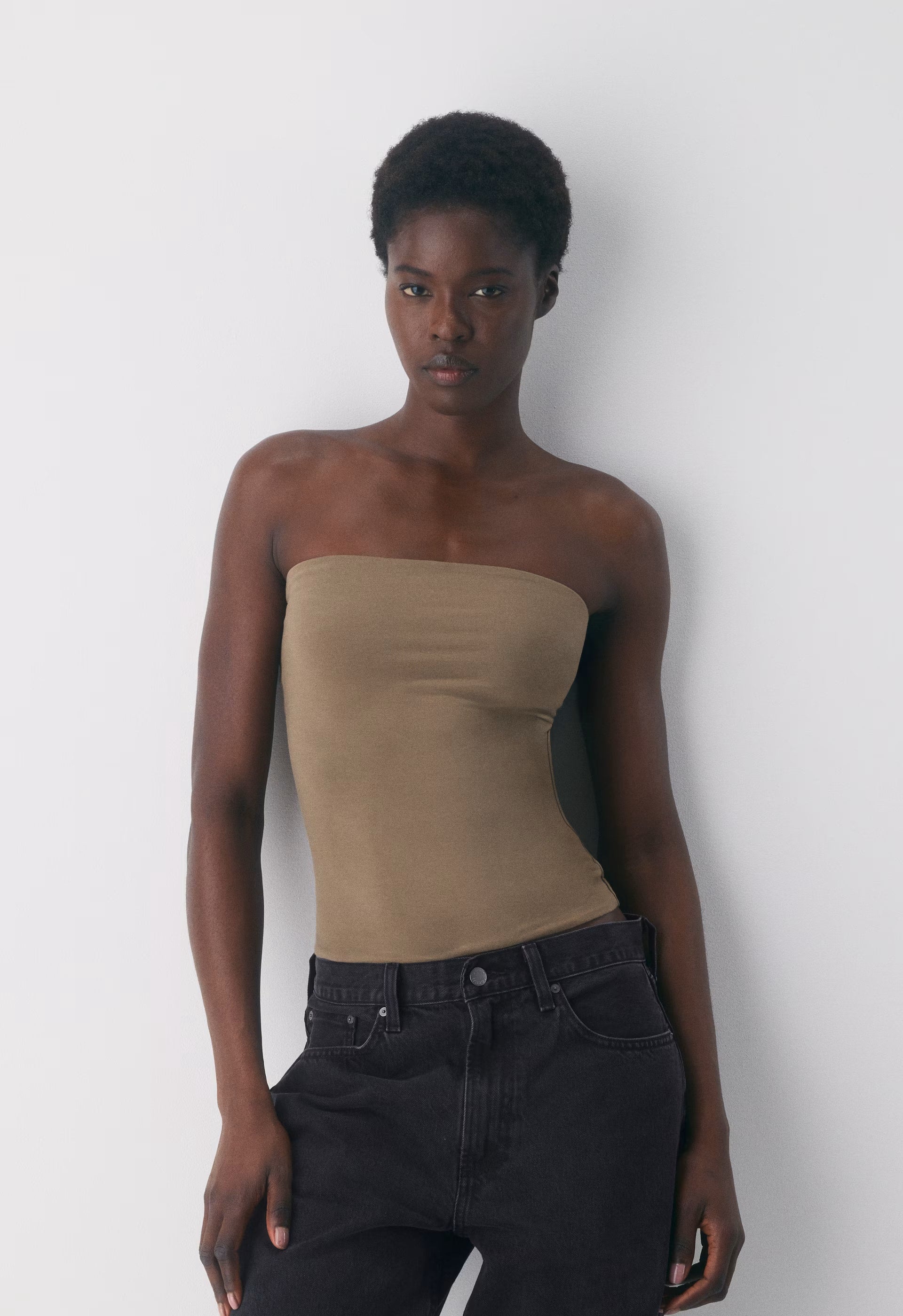 Casual Contour Hi-Hip Tube Top - FOLIO TAUPE