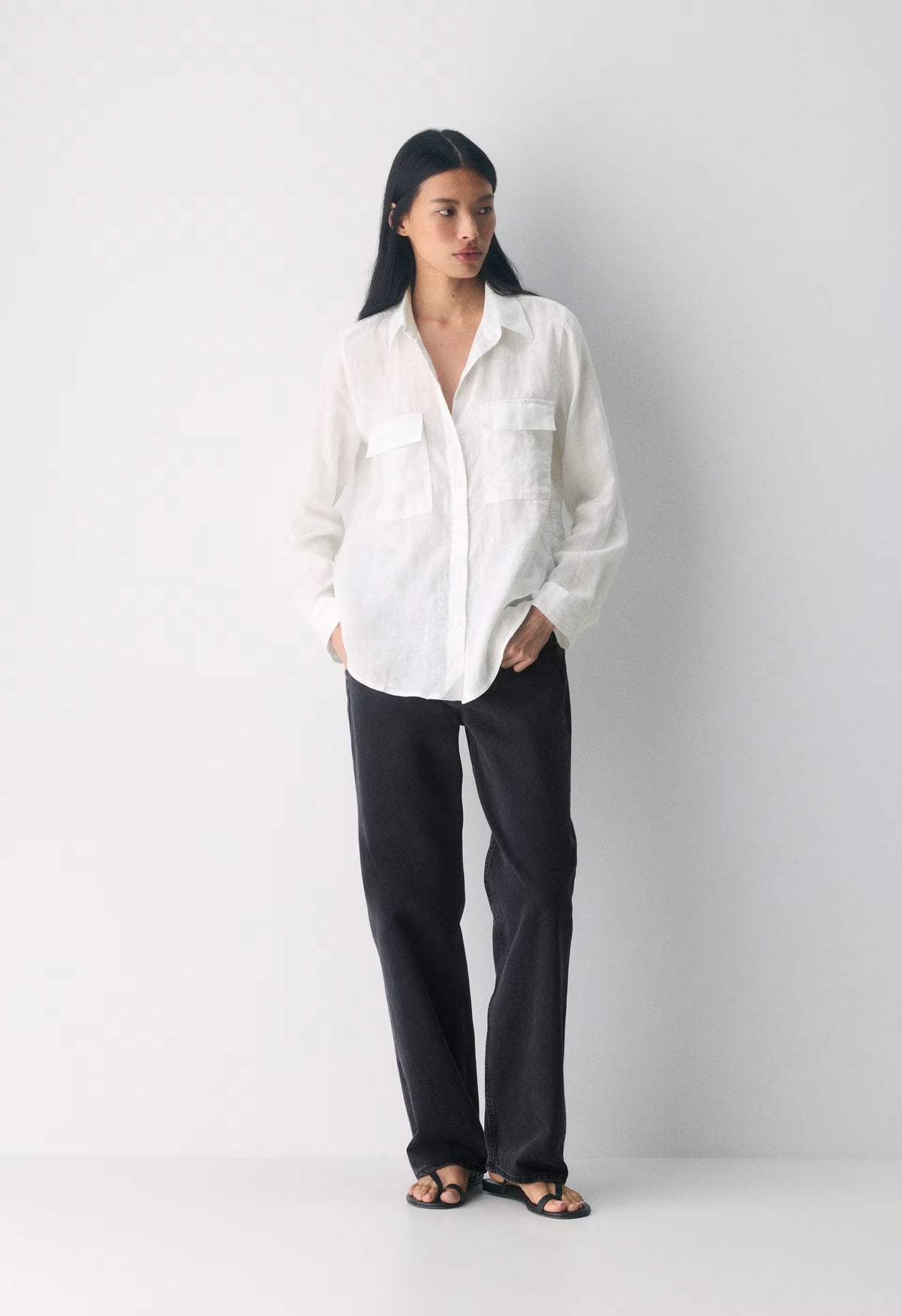 Utility Linen Shirt - WHITE
