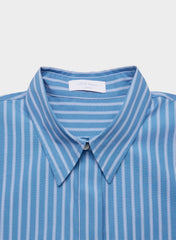 New Essential Relaxed Poplin Shirt - MTLND STRP FR BLU/WHT