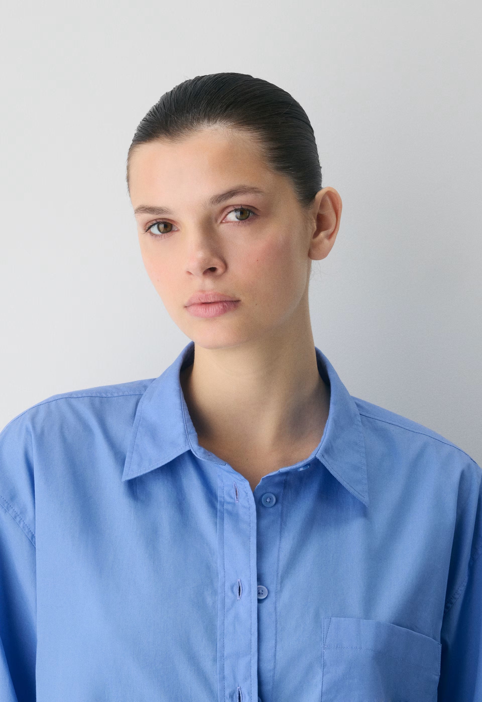 Outro Oversized Poplin Shirt - CORNELIA BLUE
