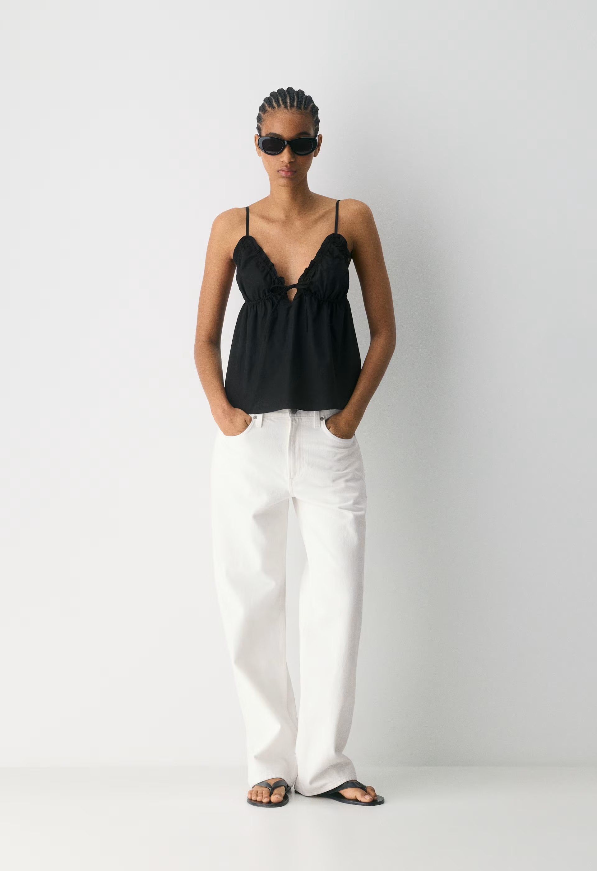 Caviar Poplin Camisole - BLACK