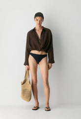 Portofino Linen Shirt - RICH MOCHA BROWN