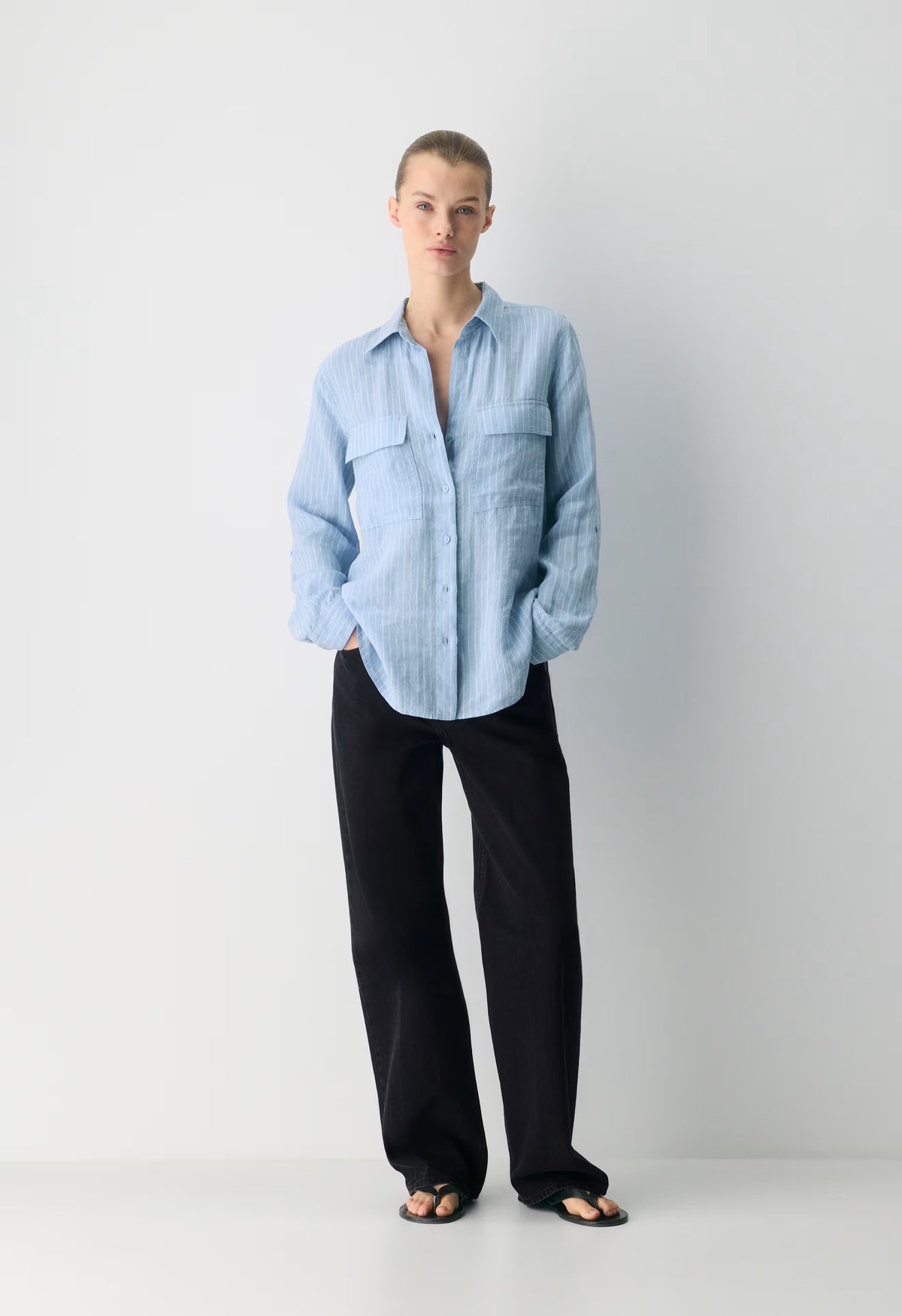Utility Linen Shirt - MITCHELL ST CNFWR B/W