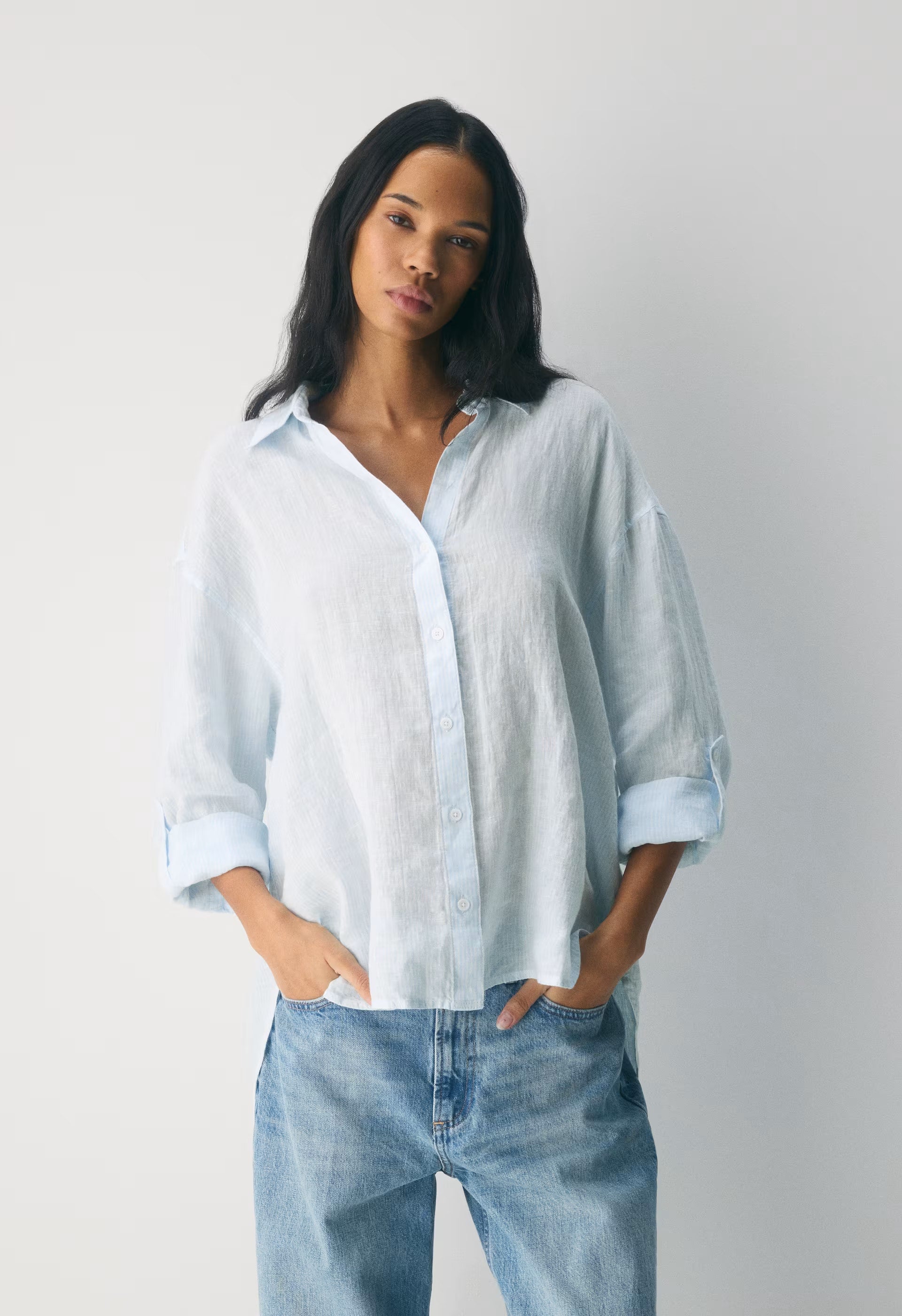 Archive Linen Shirt - VLABLU/BRGTWHT