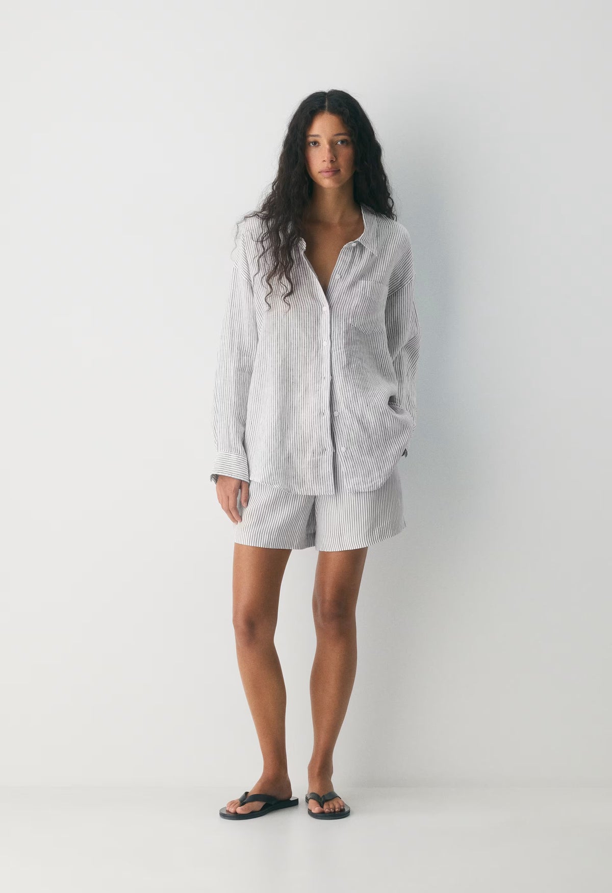 Reminisce Relaxed Linen Shirt - MILN STRIPE W/HRBR NV