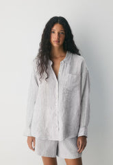 Reminisce Relaxed Linen Shirt - MILN STRIPE W/HRBR NV