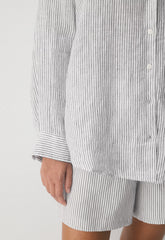 Reminisce Relaxed Linen Shirt - MILN STRIPE W/HRBR NV