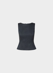 Enigma Linen Top - DARK NIGHT NAVY