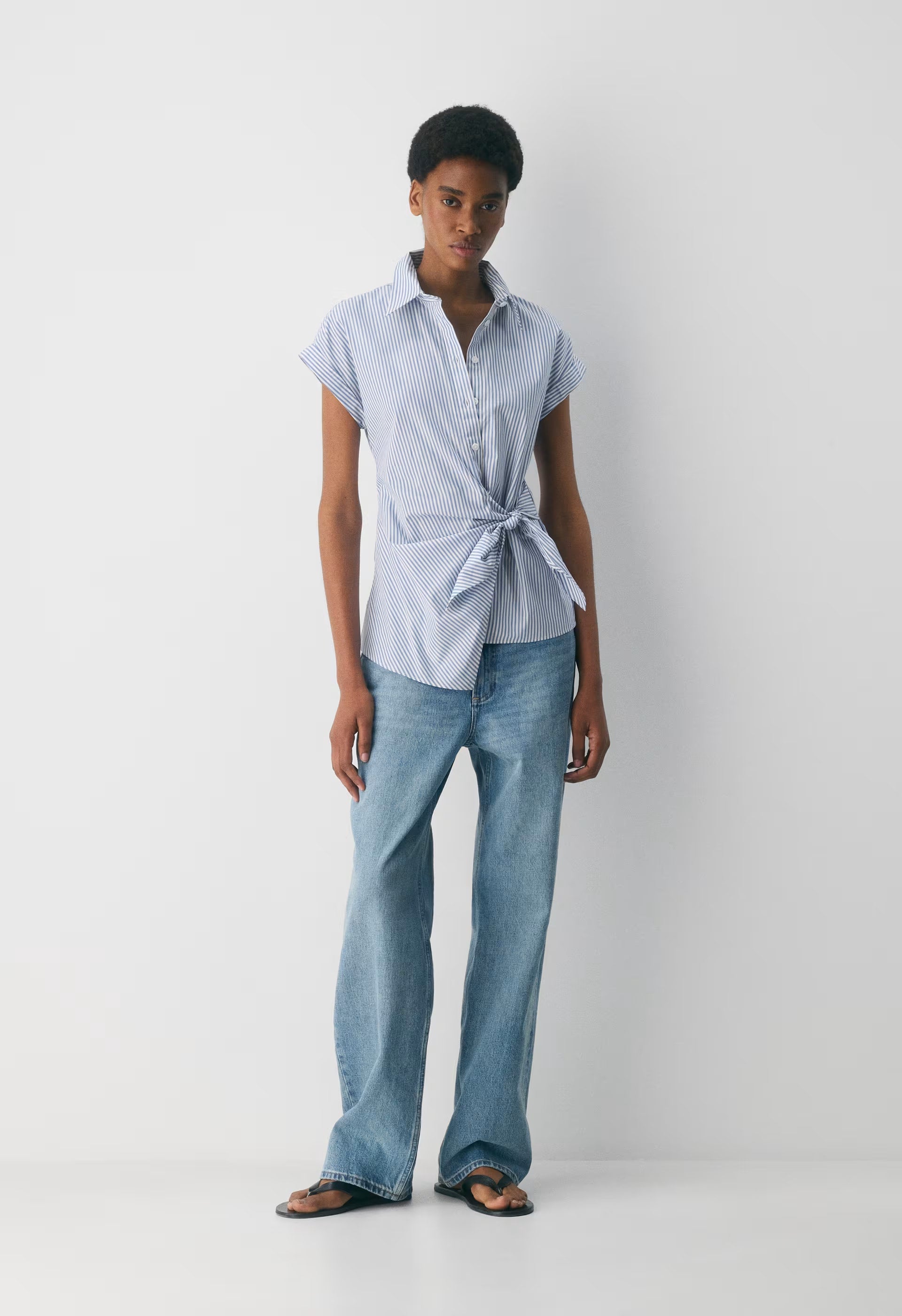 Blueprint Poplin Shirt - LINSEY STRP FCH BL/WHT