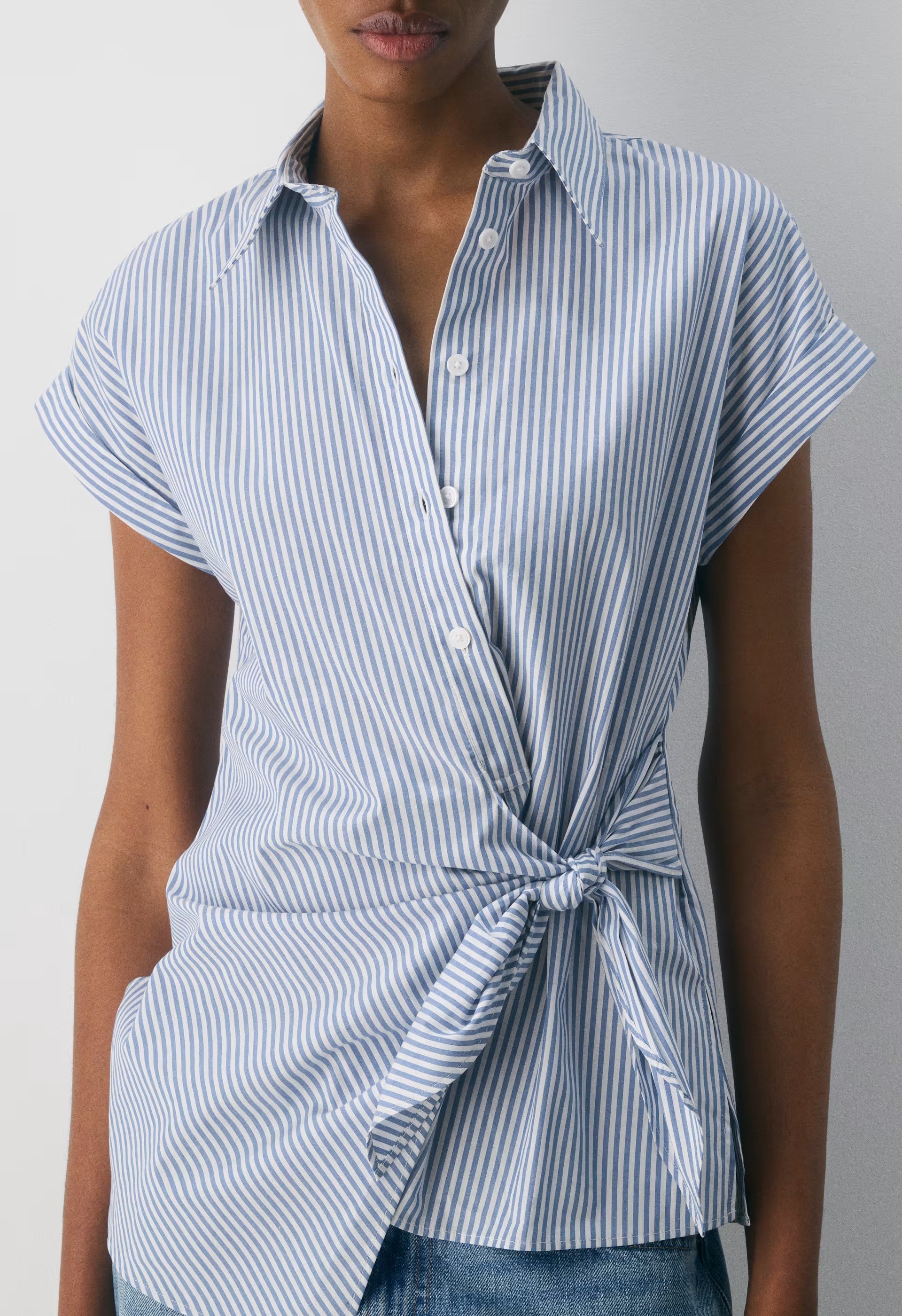 Blueprint Poplin Shirt - LINSEY STRP FCH BL/WHT