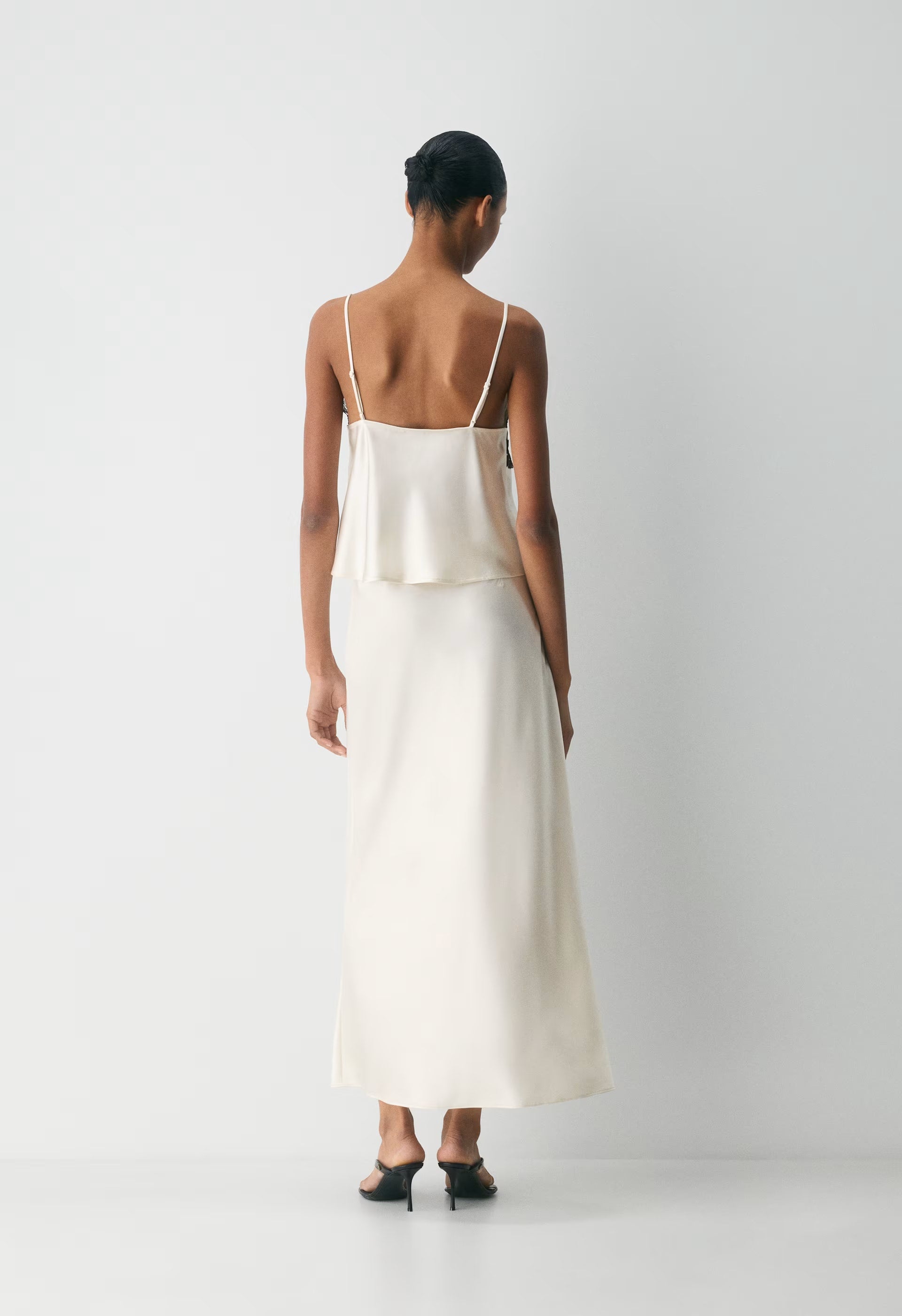 Foxtrot Satin Camisole - LIGHT BIRCH/BLACK